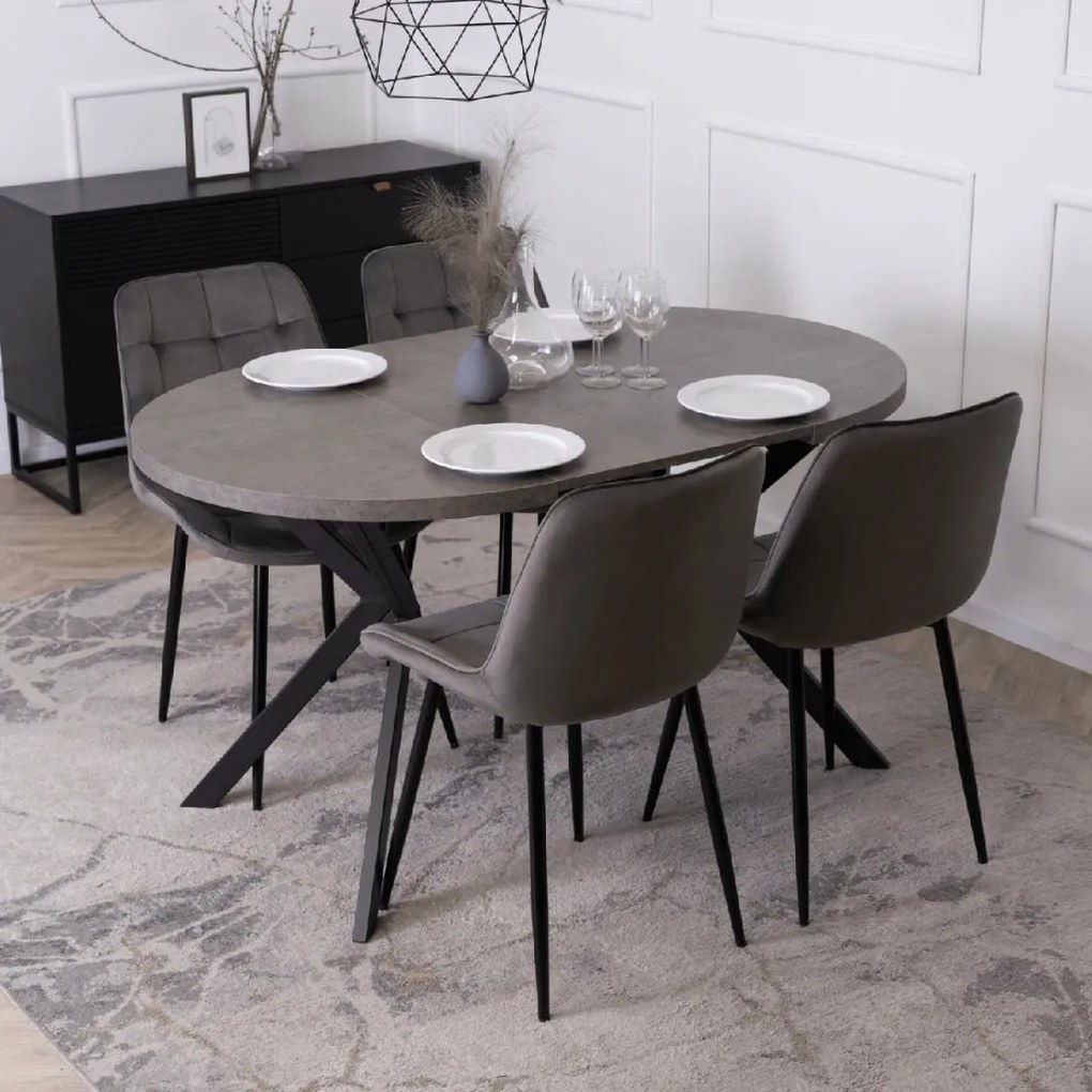 PROXIMA.store - Okrúhly rozkladací stôl LUGO FARBA: dub, FARBA NÔH: čierna