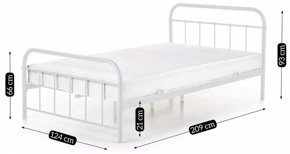Kovová posteľ 120 cm Pavot (biela) (s roštom). Akcia -7%. Vlastná spoľahlivá doprava až k Vám domov. 1119130
