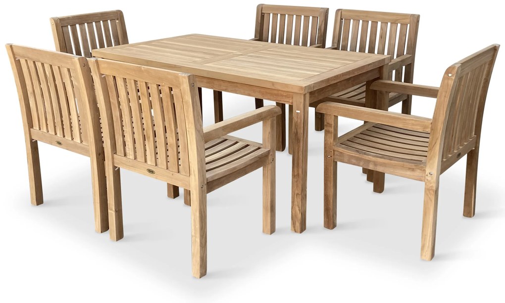Noela Záhradný teakový set Garden I + 6x kreslo Kingsbury
