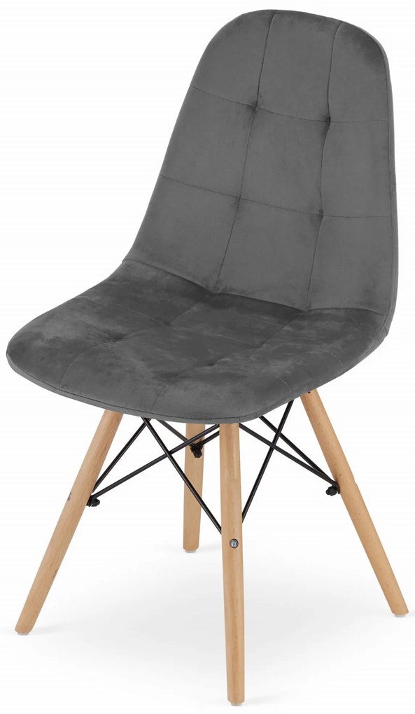AKCIA Sivá zamatová jedálenská stolička DUMO II. akosť