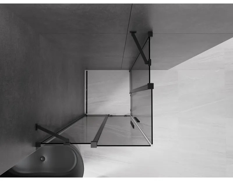 Mexen Velar Duo, sprchový kút s posuvnými dverami 90 x 90 cm, 8mm šedé sklo, čierna matná, 871-090-090-42-70