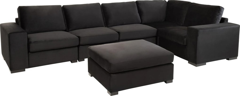 Čierna 2-miestna zamatová pohovka Nalmi black - 212*98*86cm