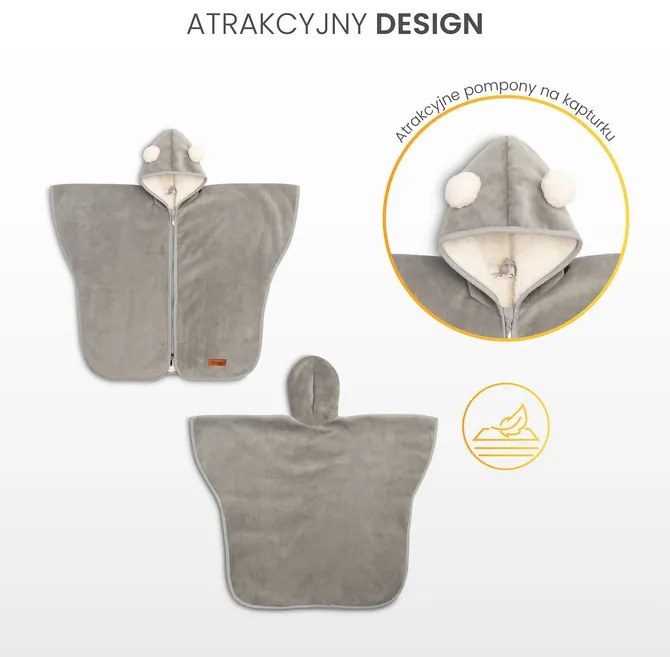 SENSILLO Pončo do autosedačky GREY PLUSH