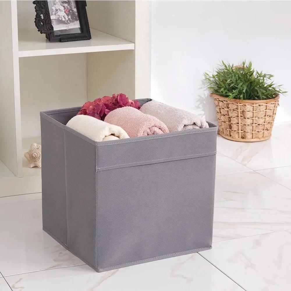 Sivý látkový úložný box 30x30x30 cm – Mioli Decor