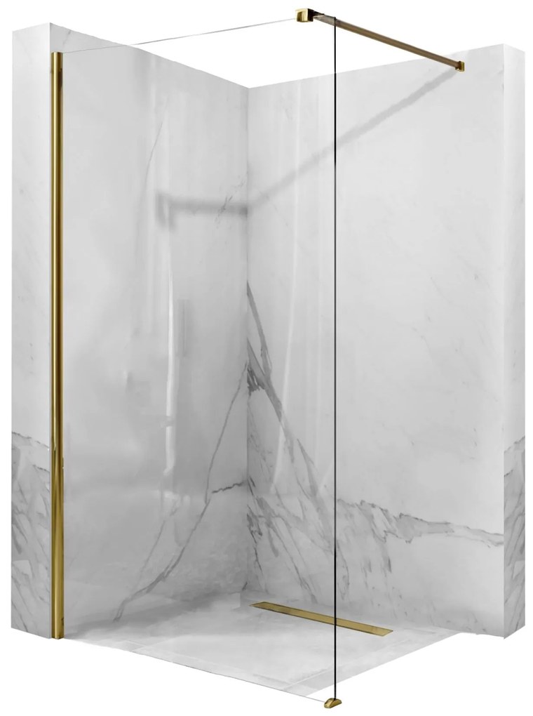 Rea AERO, sprchová zástena WALK IN 120 x 195 cm, 8mm číre sklo, zlatý profil, REA-K8443