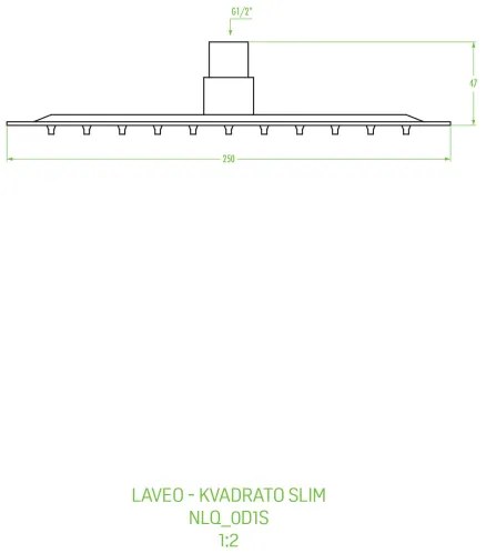 Laveo Kvadrato, horná/hlavová sprcha 250x250 mm, štvorec, chrómová, LAV-NLQ_0D1S