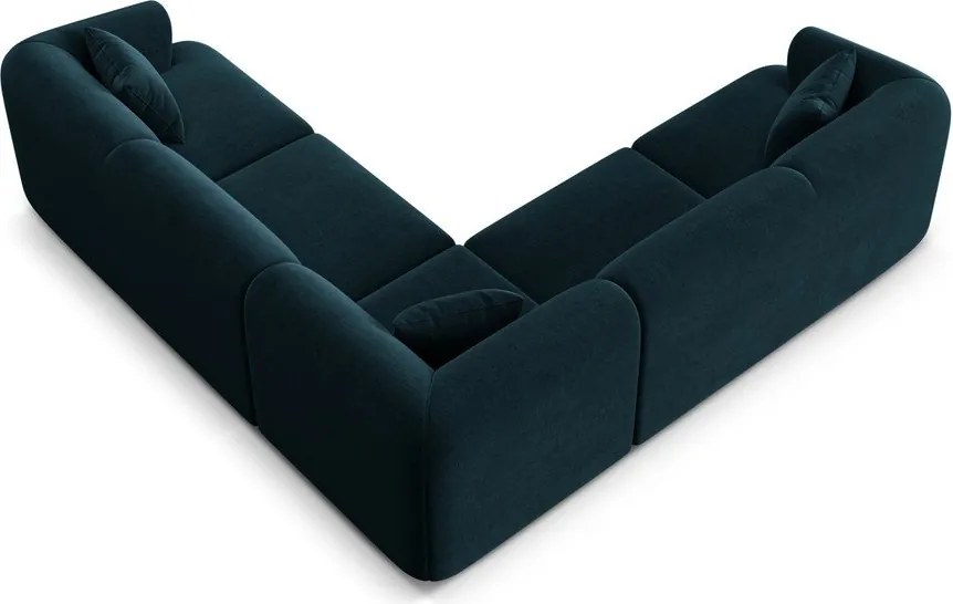 Zamatová rohová pohovka v petrolejovej farbe Campi – Cosmopolitan Design