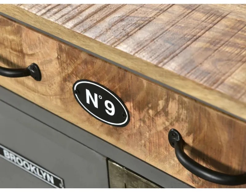 furniture-nabytek.cz - Masívna umývadlová skrinka Pinetown z mangového dreva a kovu, lakovaná, viacfarebná – 71×35×63 cm