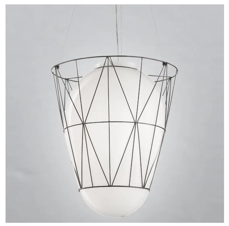 SIRU - Luster na lanku SEGNI 1xE27/60W/230V čierna/biela benátske sklo