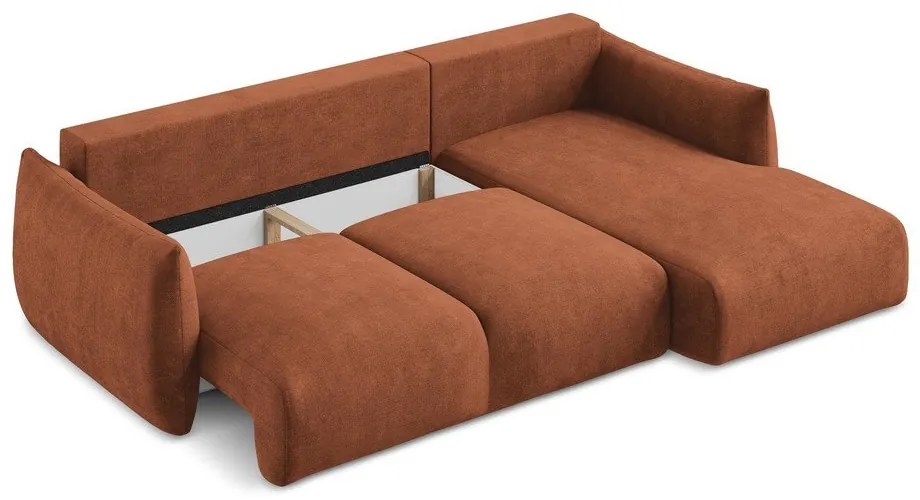 Terakotová ženilková rozkladacia rohová pohovka (pravý roh/s leňoškou) Leila – Makamii