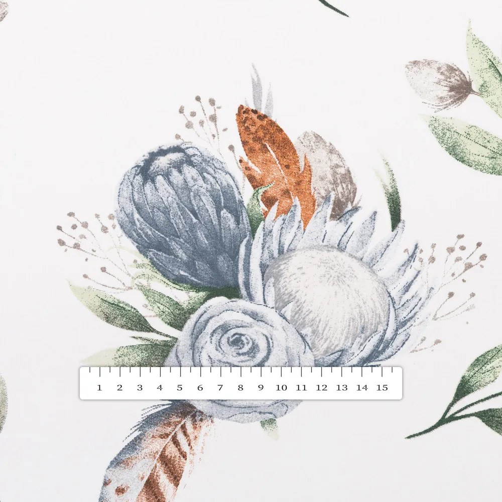 Biante Bavlnený štvorcový obrus Sandra SA-707 Modré kvety Protea na bielom 70x70 cm