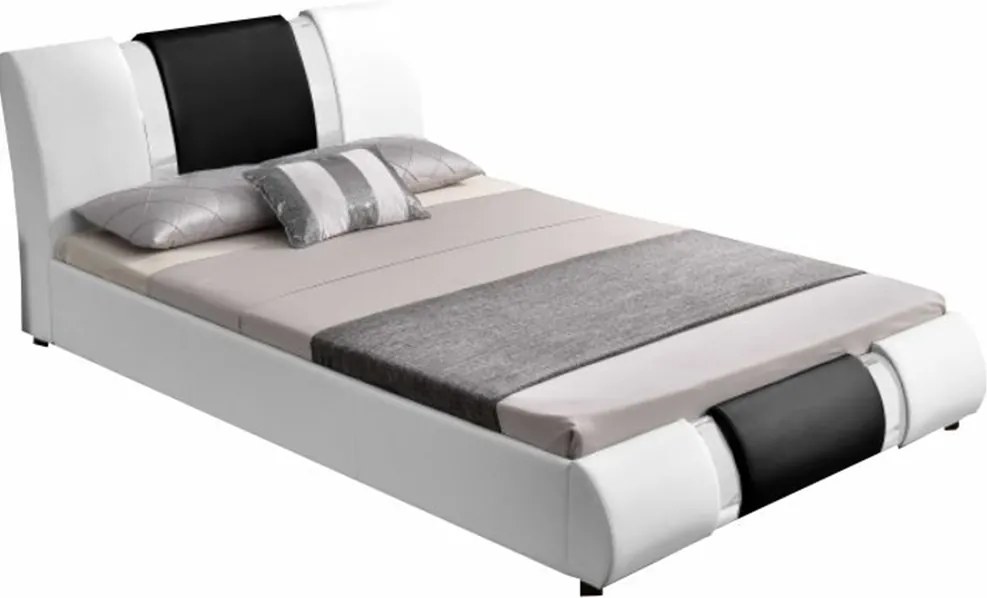 Moderná posteľ, biela/čierna, 160x200, LUXOR