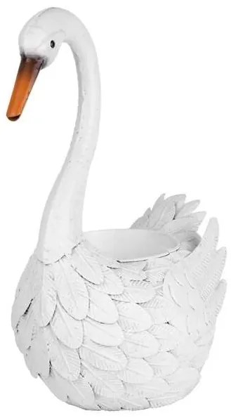 Plechový kvetináč do záhrady Labuť biela 35x18x43 cm