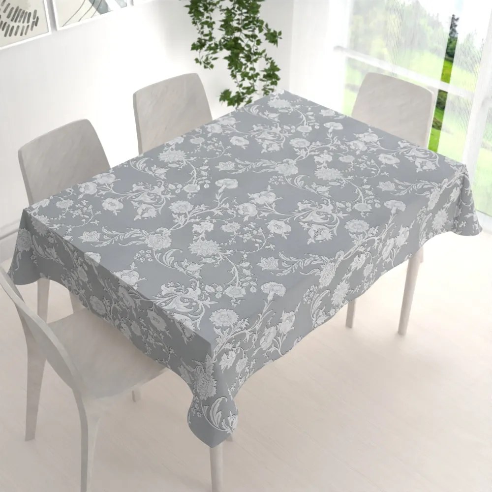 Biante Dekoračný obdĺžnikový obrus PM-046 Zámocké kvety na svetlo sivom 60x100 cm