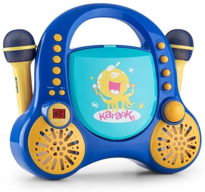 Auna Rockpocket, detský karaoké systém, CD, AUX, 2 x mikrofón, sada nálepiek, modrý