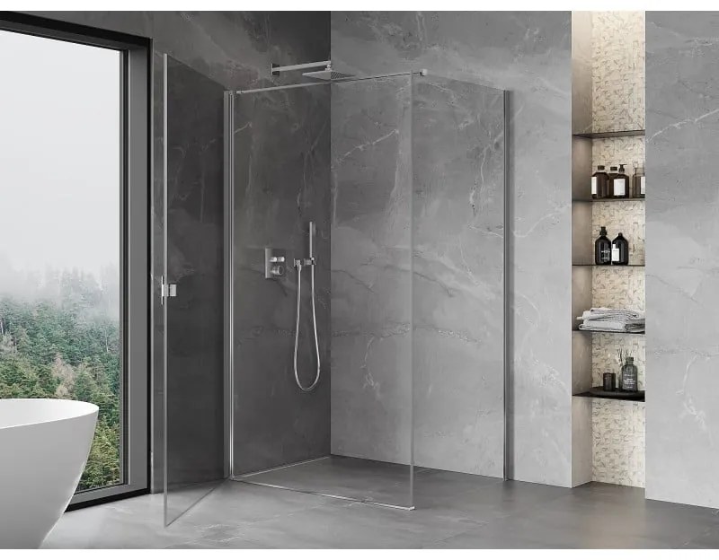 Mexen Mist-B, 1-krídlový výklopný sprchový kút 85 x 110 cm, číre sklo, chrómový profil, 8A2T-085-110-01-00