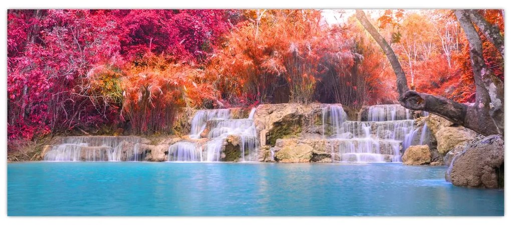 Obraz tyrkysovej lagúny, Laos, Tat Kuang Si (120x50 cm)