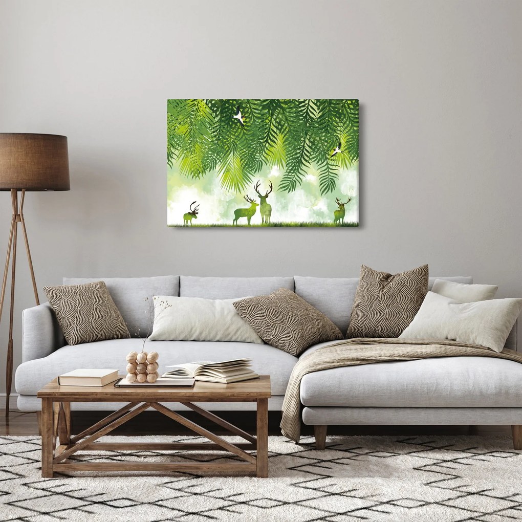Obraz - Jelene v lese (90x60 cm)
