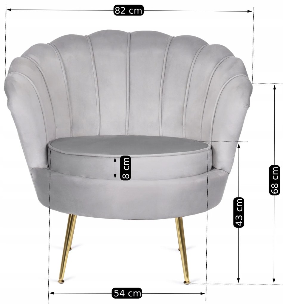 PROXIMA.store - Glamour kreslo ANGEL FARBA: sivá