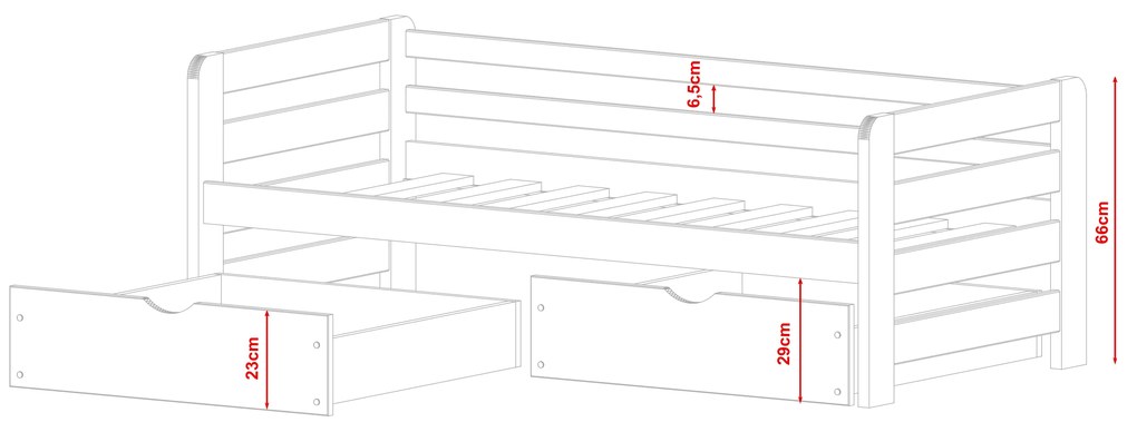 Detská posteľ 90 x 200 cm Erin (s roštom a úl. priestorom) (biela). Akcia -10%. Vlastná spoľahlivá doprava až k Vám domov. 1012941