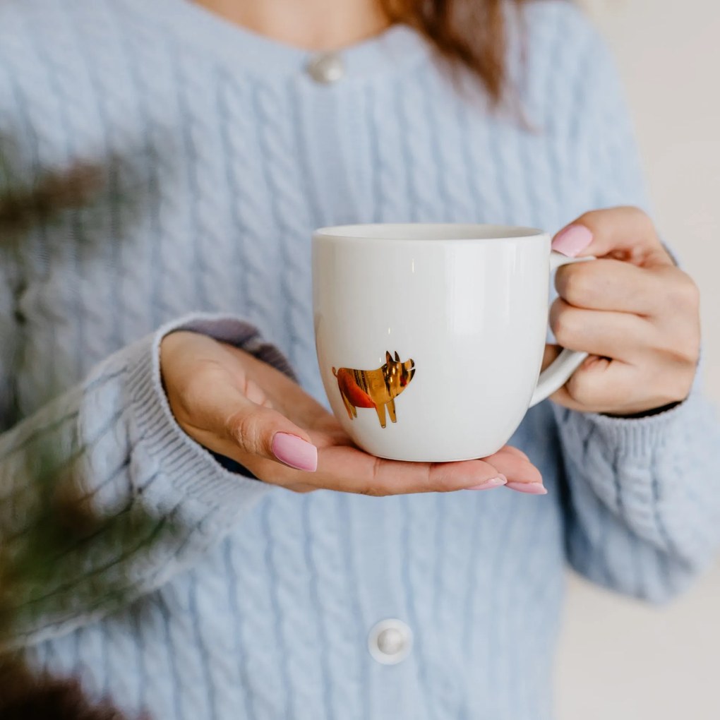 Bella Rose Porcelánový hrnček Zlaté prasiatko 300 ml