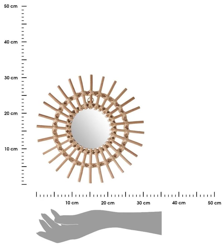 Prútené nástenné zrkadlo Slnko 30 cm