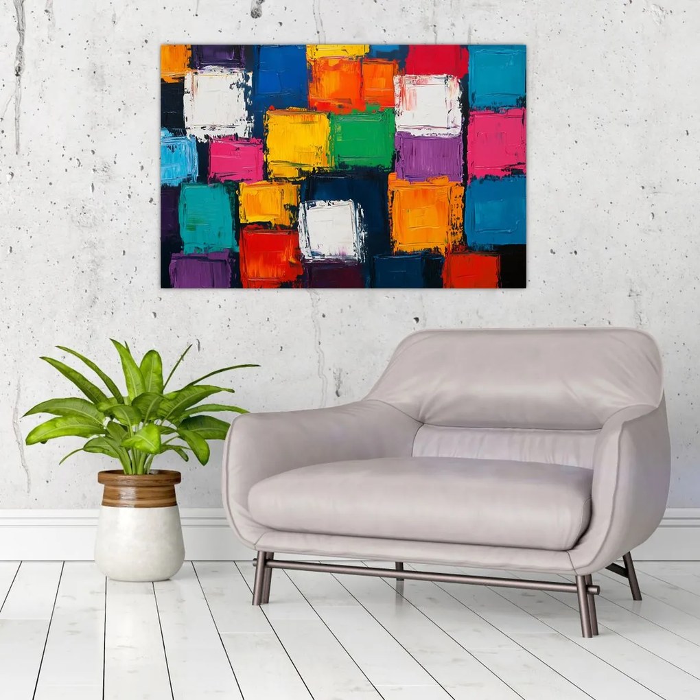 Obraz - Maľba farebných štvorcov (90x60 cm)