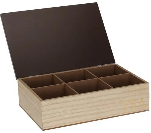 Drevený box na čajové vrecká Ribbon, 24 x 7 x 16 cm​, sv. hnedá