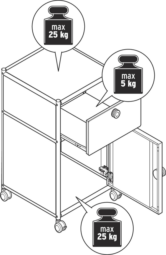 Kancelárska skrinka na kolieskach »CN3« so zásuvkou a dvierkami, šalviová zelená