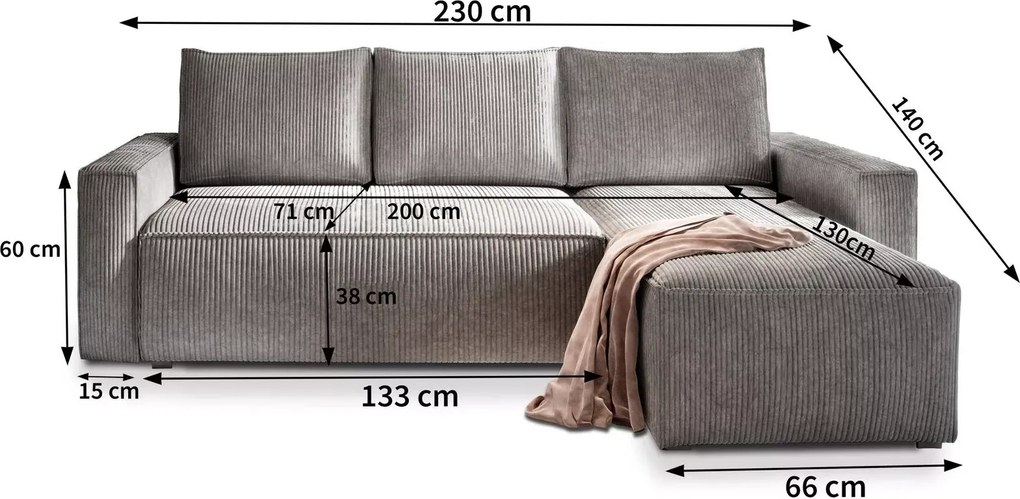 AKCE Tmavě modrá rohová pohovka SMART COSARO, oboustranná + 2 polštářky ZDARMA II. jakost