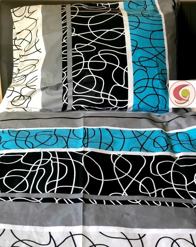 BLUE-BLACK-GREY bavlnené obliečky DeLuxe Rozmer obliečok: 140x200 cm, Obsah balenia: Set Balenie