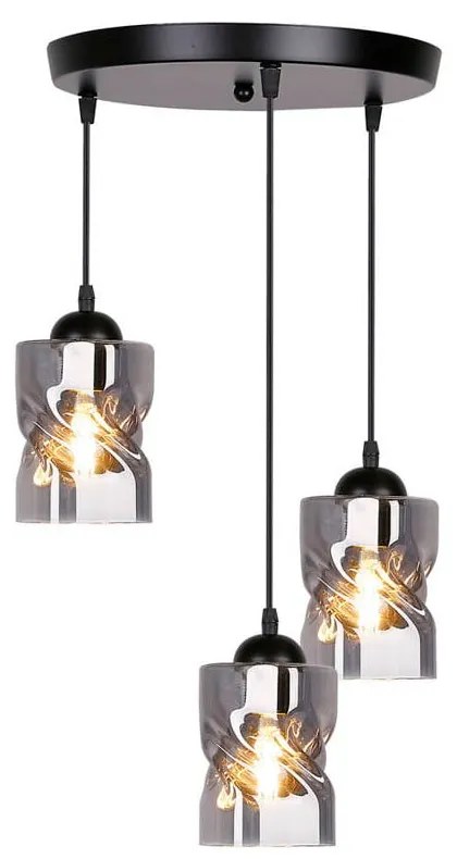 Čierne závesné svietidlo so skleneným tienidlom Felis - Candellux Lighting