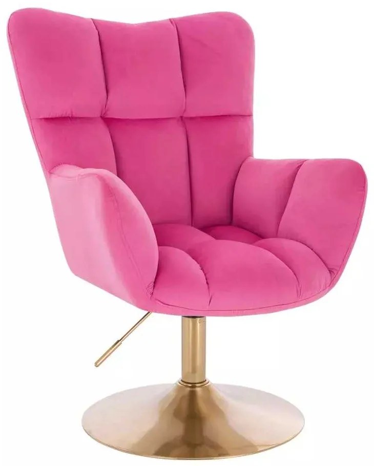 LuxuryForm DESIGN Kreslo AURORA VELUR na zlatom tanieri - tmavo ružové
