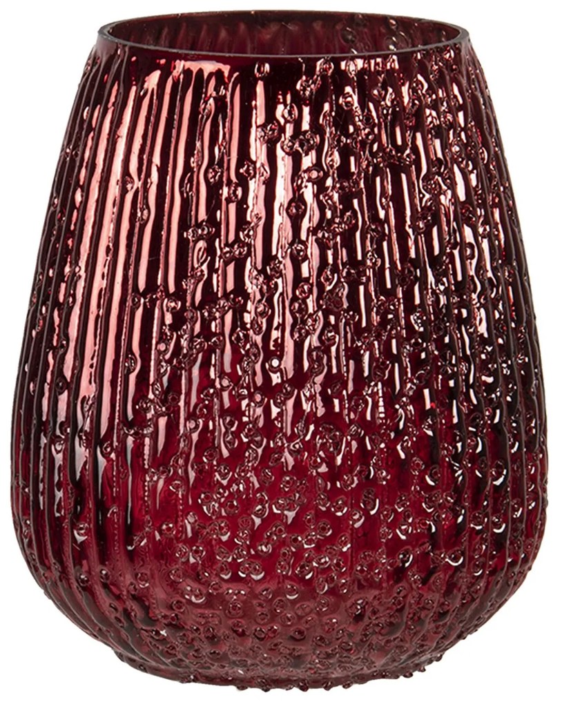 Červený bublinkový sklenený svietnik Bubble L - Ø 13 * 13 cm