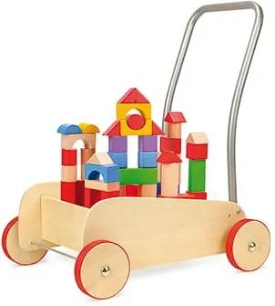Vozík s drevenými kockami na hranie Legler Walker