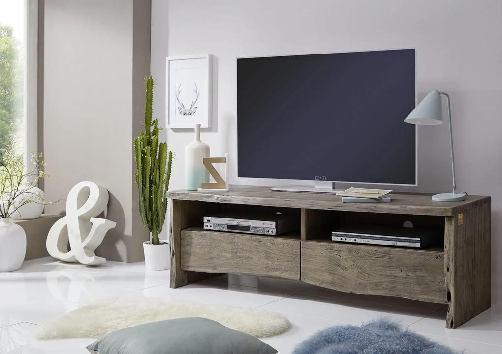 Bighome - WOODLAND TV stolík 151x50 cm, sivá, akácia