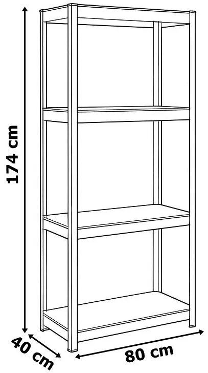 Dielenský regál IRONHOLD 174x80 cm čierny