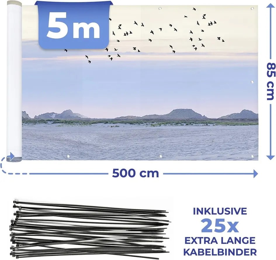 Plastová balkónová zástena 500x85 cm North Sea Coast – Maximex