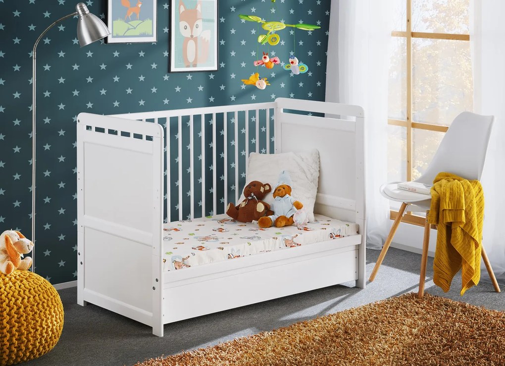 Detská postieľka 60 cm ASM Teressa 26 WW BT+M (biela) (s matracom a úl. priestorom). Vlastná spoľahlivá doprava až k Vám domov. 1024547