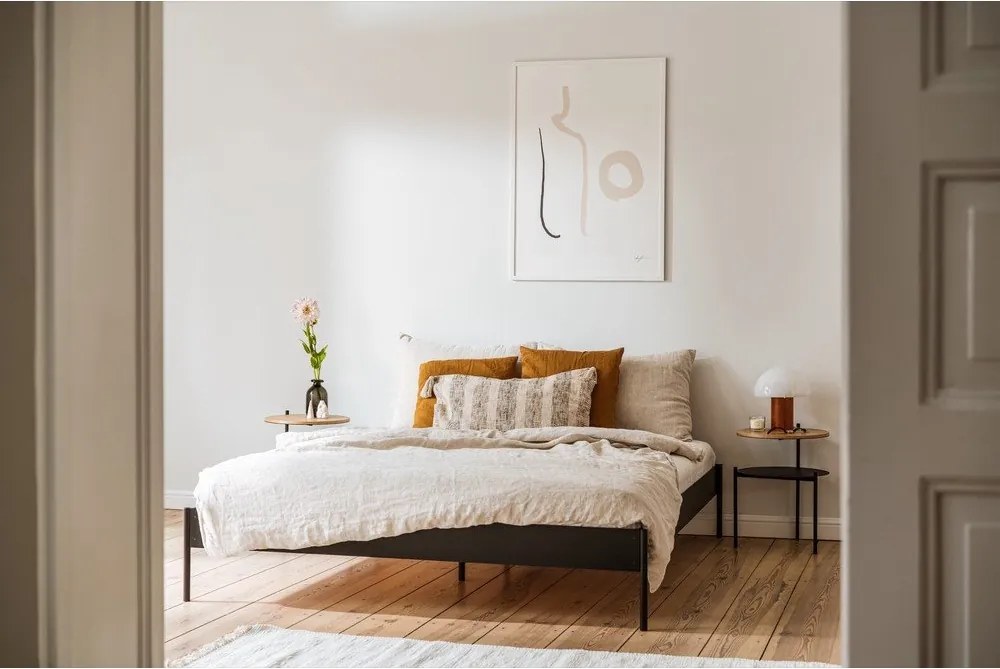 Biela oceľová dvojlôžková posteľ bez čela s roštom 160x200 cm Eton Basic – noo.ma