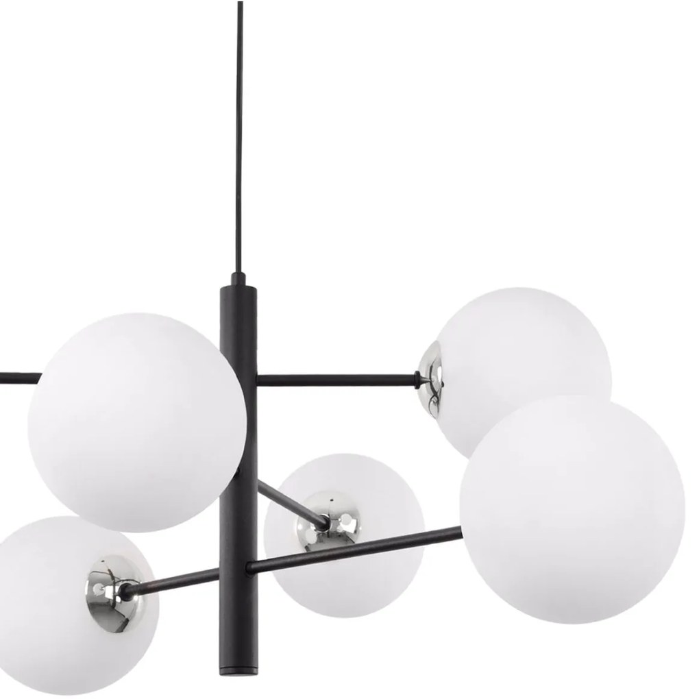 Závesne svietidlo Florence, 6x biele sklenené tienidlo, B/CH