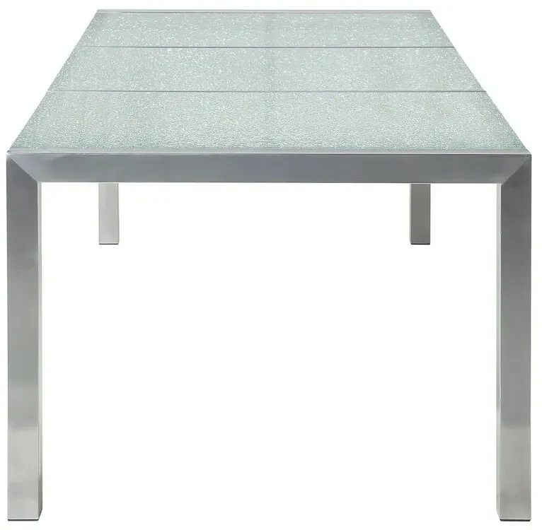 Záhradná sada pre 6 osôb sklenená doska 180 x 90 cm a biele stoličky GROSSETO Beliani