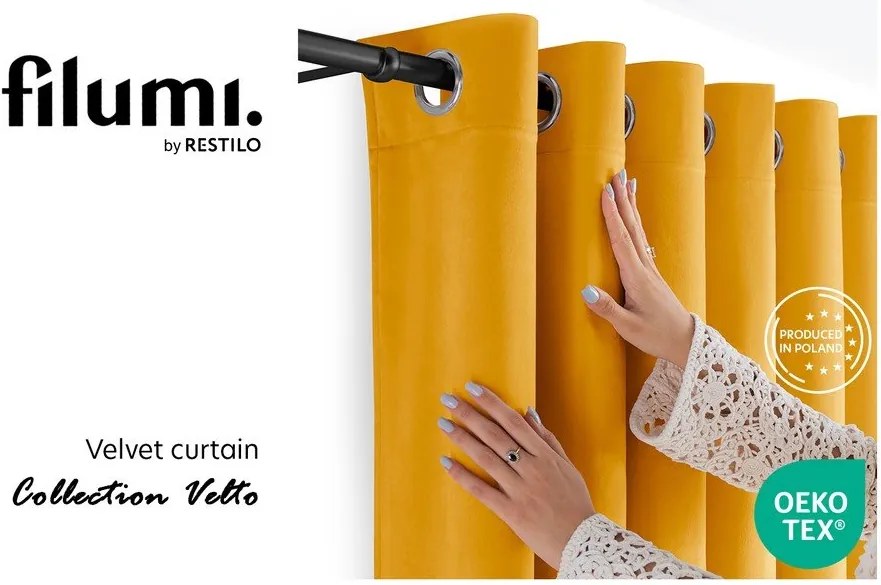 Zamatový dimout záves v horčicovej farbe 400x270 cm Velto – Filumi