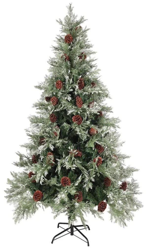 vidaXL Vianočný stromček a borovicové šišky zelený 195 cm PVC a PE