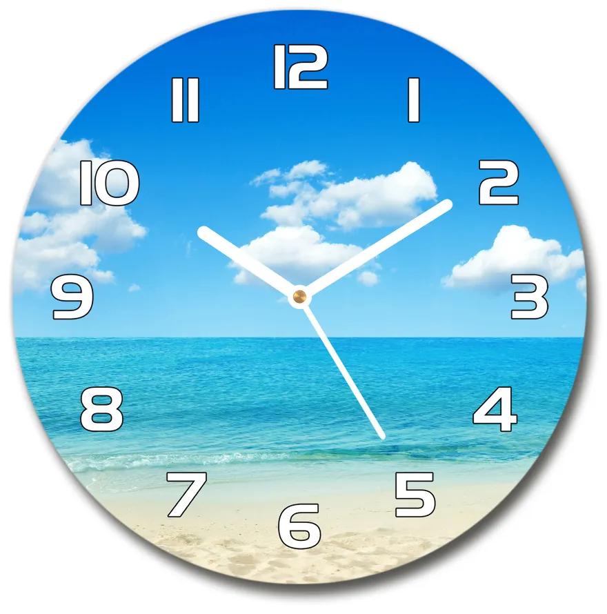 Sklenené hodiny okrúhle Rajská pláž pl_zso_30_f_67235061
