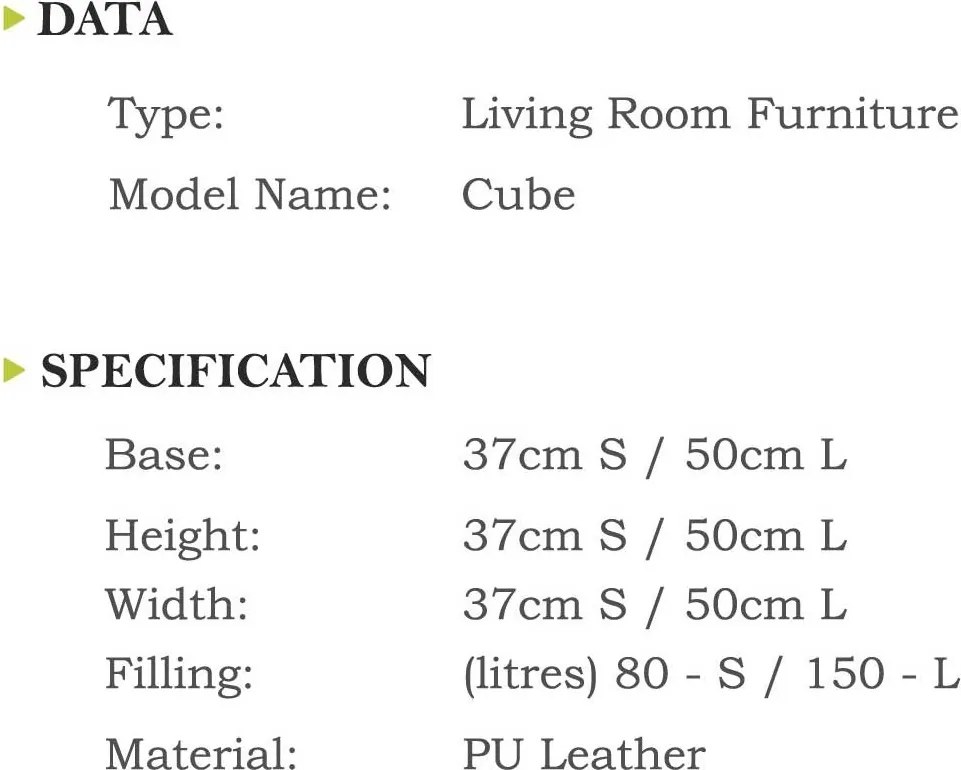 INTERMEDIC Sedací Vak Cube L 150L Farba: E08 - Zelená svetlá (ekokoža)