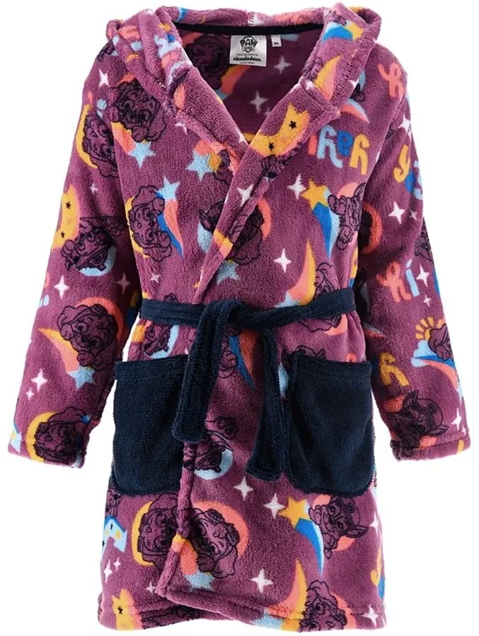 Detský / dievčenský coral fleece župan s kapucňou Tlapková patrola - Paw Patrol, EU 98 Fialová