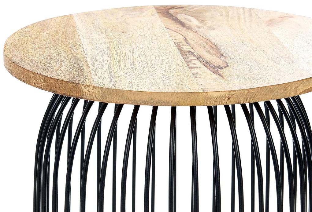 Odkladací stolík z mangového dreva svetlé drevo/čierna WILLS Beliani