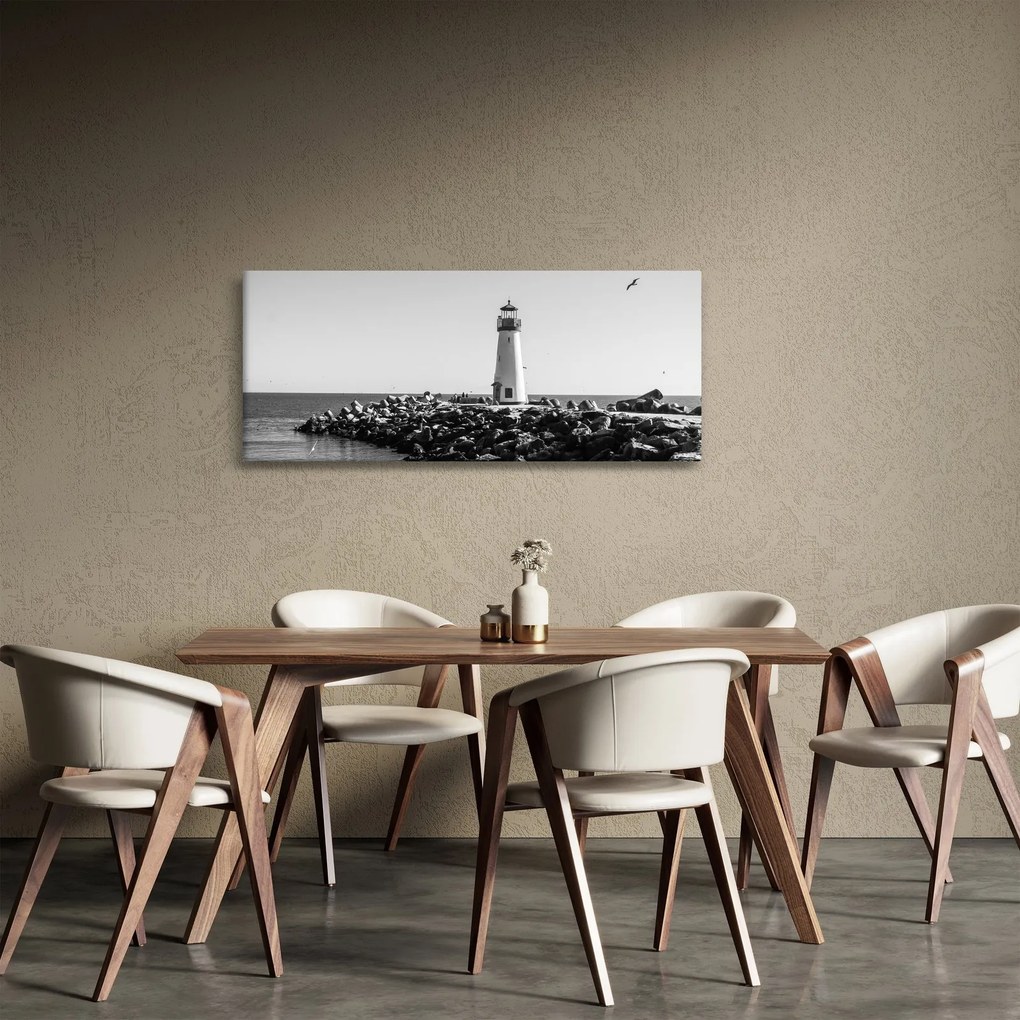 Obraz - Maják na pobreží, Santa Cruz, Kalifornia (120x50 cm)