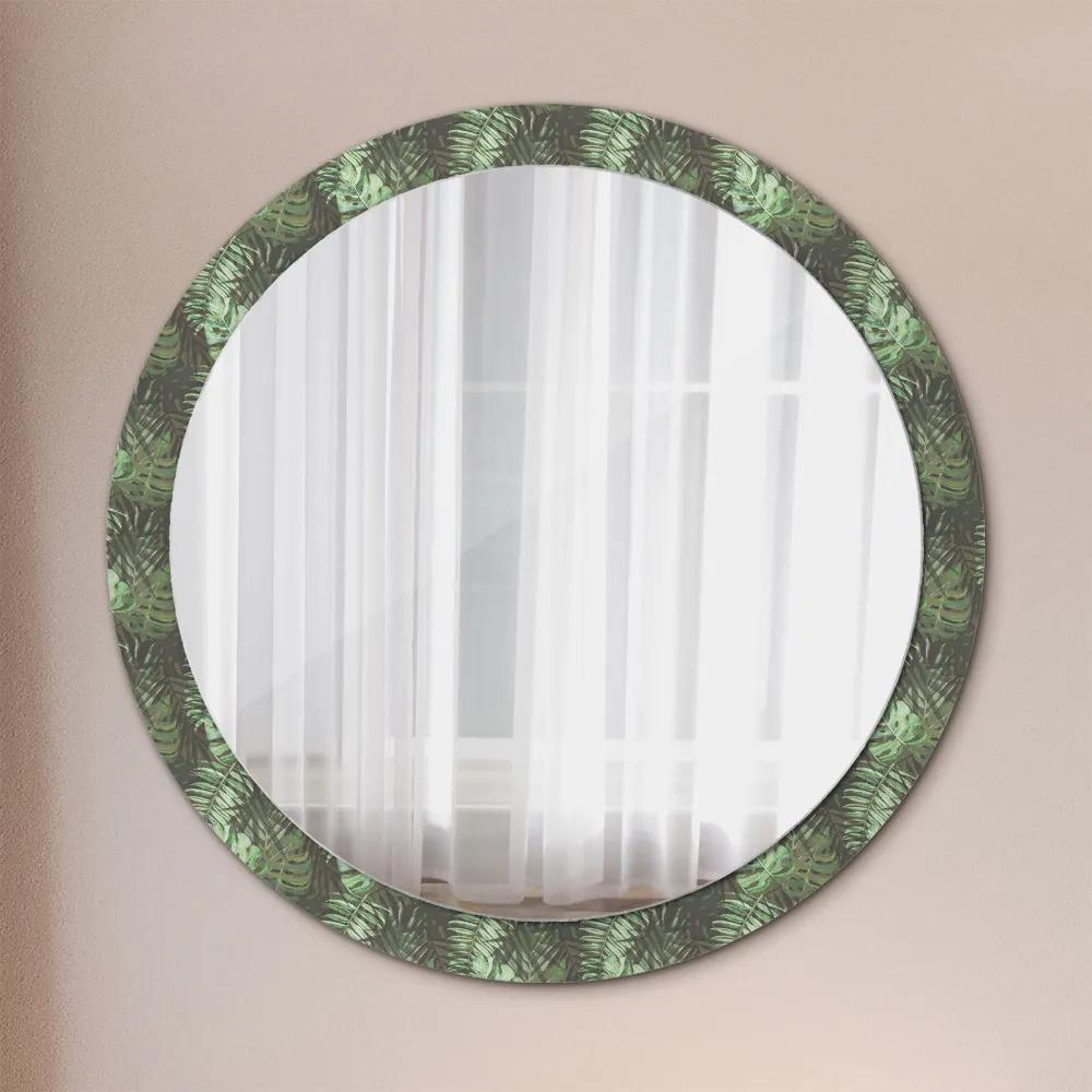 Okrúhle ozdobné zrkadlo na stenu Tropické listy fi 100 cm